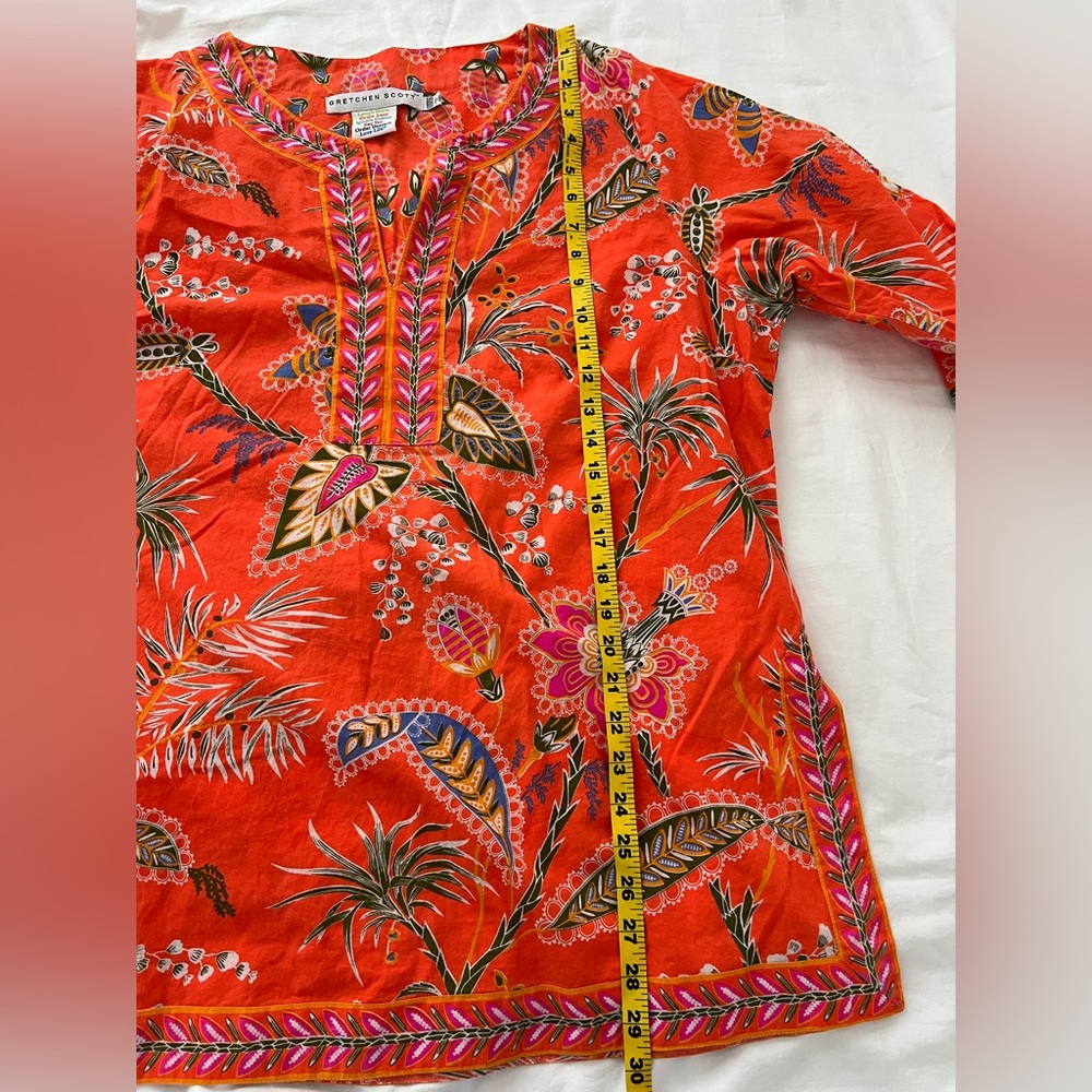 Gretchen Scott Designs Orange Floral V-Neck Tunic - Picture 8 of 9